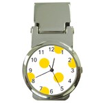 Polka Dots - Gold Yellow on White Money Clip Watch