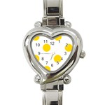 Polka Dots - Gold Yellow on White Heart Italian Charm Watch