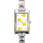 Polka Dots - Gold Yellow on White Rectangle Italian Charm Watch