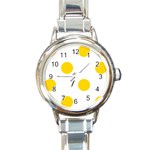 Polka Dots - Gold Yellow on White Round Italian Charm Watch