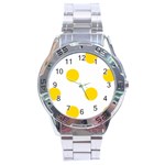 Polka Dots - Gold Yellow on White Stainless Steel Analogue Watch