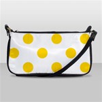 Polka Dots - Gold Yellow on White Shoulder Clutch Bag