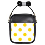 Polka Dots - Gold Yellow on White Girls Sling Bag