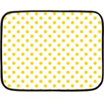 Polka Dots - Gold Yellow on White Fleece Blanket (Mini)