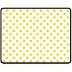 Polka Dots - Gold Yellow on White Fleece Blanket (Medium) (One Side)