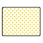 Polka Dots - Gold Yellow on White Fleece Blanket (Small) (One Side)