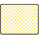 Polka Dots - Gold Yellow on White Double Sided Fleece Blanket (Medium) (Two Sides)