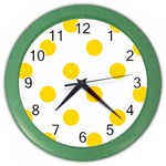 Polka Dots - Gold Yellow on White Color Wall Clock