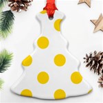 Polka Dots - Gold Yellow on White Christmas Tree Ornament (Two Sides)