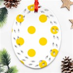 Polka Dots - Gold Yellow on White Oval Filigree Ornament (Two Sides)