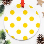 Polka Dots - Gold Yellow on White Round Ornament (Two Sides)