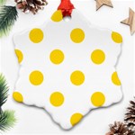 Polka Dots - Gold Yellow on White Snowflake Ornament (Two Sides)