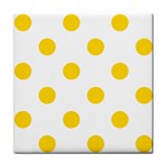 Polka Dots - Gold Yellow on White Tile Coaster