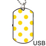 Polka Dots - Gold Yellow on White Dog Tag USB Flash (One Side)