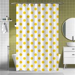 Polka Dots - Gold Yellow on White Shower Curtain 48  x 72  (Small)