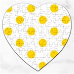 Polka Dots - Gold Yellow on White Jigsaw Puzzle (Heart)