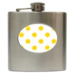 Polka Dots - Gold Yellow on White Hip Flask (6 oz)