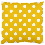 Polka Dots - White on Deep Lemon Yellow Large Cushion Case (One Side)