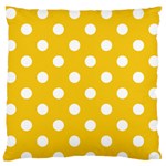 Polka Dots - White on Deep Lemon Yellow Large Flano Cushion Case (One Side)