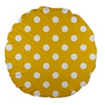 Polka Dots - White on Deep Lemon Yellow Large 18  Premium Flano Round Cushion