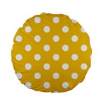 Polka Dots - White on Deep Lemon Yellow Standard 15  Premium Round Cushion