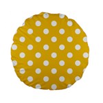 Polka Dots - White on Deep Lemon Yellow Standard 15  Premium Flano Round Cushion