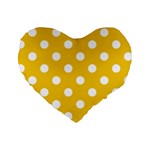 Polka Dots - White on Deep Lemon Yellow Standard 16  Premium Heart Shape Cushion