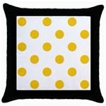 Polka Dots - Deep Lemon Yellow on White Throw Pillow Case (Black)