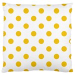 Polka Dots - Deep Lemon Yellow on White Large Cushion Case (One Side)