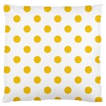 Polka Dots - Deep Lemon Yellow on White Large Flano Cushion Case (One Side)