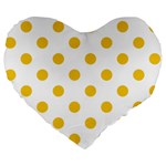 Polka Dots - Deep Lemon Yellow on White Large 19  Premium Flano Heart Shape Cushion