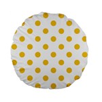 Polka Dots - Deep Lemon Yellow on White Standard 15  Premium Flano Round Cushion