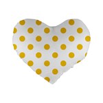 Polka Dots - Deep Lemon Yellow on White Standard 16  Premium Heart Shape Cushion