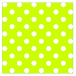 Polka Dots - White on Fluorescent Yellow Large Satin Scarf (Square)