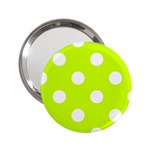 Polka Dots - White on Fluorescent Yellow 2.25  Handbag Mirror