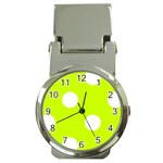 Polka Dots - White on Fluorescent Yellow Money Clip Watch