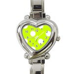 Polka Dots - White on Fluorescent Yellow Heart Italian Charm Watch