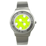 Polka Dots - White on Fluorescent Yellow Stainless Steel Watch