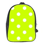 Polka Dots - White on Fluorescent Yellow School Bag (Large)