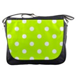 Polka Dots - White on Fluorescent Yellow Messenger Bag