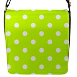 Polka Dots - White on Fluorescent Yellow Flap Closure Messenger Bag (S)