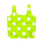 Polka Dots - White on Fluorescent Yellow Full Print Recycle Bag (M)