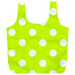 Polka Dots - White on Fluorescent Yellow Full Print Recycle Bag (XL)