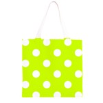 Polka Dots - White on Fluorescent Yellow Grocery Light Tote Bag