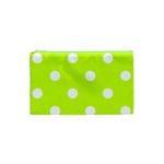 Polka Dots - White on Fluorescent Yellow Canvas Cosmetic Bag (XS)