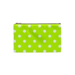 Polka Dots - White on Fluorescent Yellow Cosmetic Bag (S)