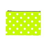 Polka Dots - White on Fluorescent Yellow Cosmetic Bag (L)