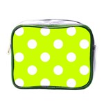 Polka Dots - White on Fluorescent Yellow Mini Toiletries Bag (One Side)