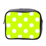 Polka Dots - White on Fluorescent Yellow Mini Toiletries Bag (Two Sides)