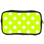 Polka Dots - White on Fluorescent Yellow Toiletries Bag (One Side)